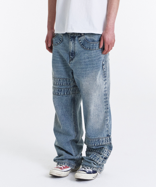 KICHUL(キチョル)の「Wrap Tape Straight Denim Pants (Washed Blue)(デニムパンツ・レディース・その他・SMALL/MEDIUM/LARGE)」の5枚目の写真