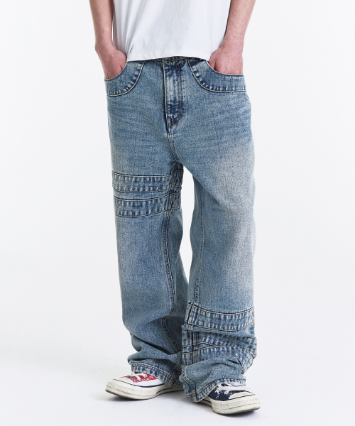 KICHUL(キチョル)の「Wrap Tape Straight Denim Pants (Washed Blue)(デニムパンツ・レディース・その他・SMALL/MEDIUM/LARGE)」の7枚目の写真
