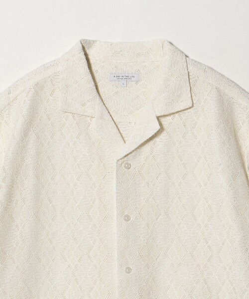A DAY IN THE LIFE UNITED ARROWS（アデイインザライフユナイテッドアローズ）の「レース オープンカラーシャツ＜A DAY IN THE LIFE＞（シャツ/ブラウス・メンズ・オフホワイト/ブラック・L/M）」の4枚目の写真