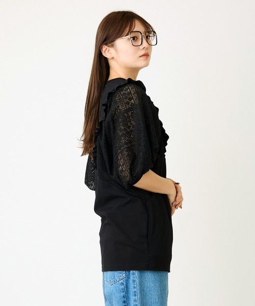 AVIE（アビィ）の「レ―スボリュームスリーブデザインTEE（Tシャツ/カットソー・レディース・チャコールグレー/ブラック・38）」の10枚目の写真