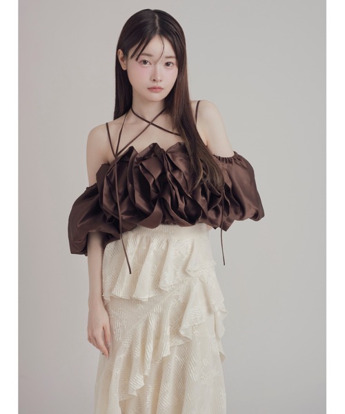 mellowneon（メロウネオン）の「アシンメトリーフリルレーススカート（スカート・レディース・アイボリー/ブラック・SMALL/MEDIUM）」の12枚目の写真