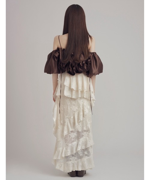 mellowneon（メロウネオン）の「アシンメトリーフリルレーススカート（スカート・レディース・アイボリー/ブラック・SMALL/MEDIUM）」の14枚目の写真