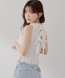 nago企画】ドロストノースリブラウス+シュシュセット（シャツ/ブラウス