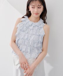 【SALON  by Chico】ティアードコットンレースアメスリブラウス