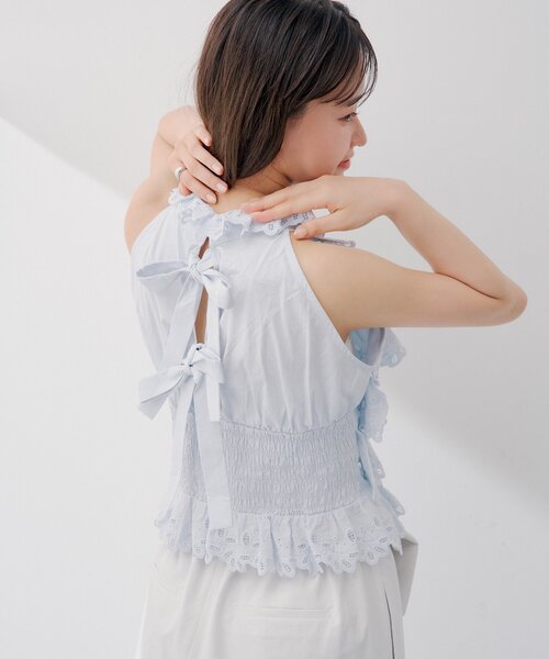 Chico(チコ)の「【SALON by Chico】ティアードコットンレースアメスリブラウス(シャツ/ブラウス・レディース・ブルー/ブラック/ホワイト・FREE)」の14枚目の写真