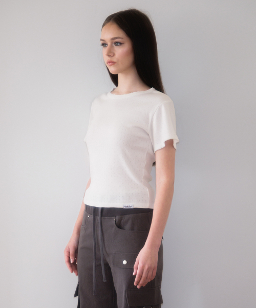 ROSEFRANTZ（ロゼフランツ）の「Soft Punching Lace T-shirt [Ivory]（Tシャツ/カットソー・レディース・アイボリー・OS）」の3枚目の写真
