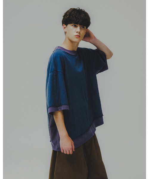 ANGLAN（アングラン）の「Double Layer Washed Tee - Navy（Tシャツ/カットソー・メンズ・その他・ONE SIZE）」の7枚目の写真