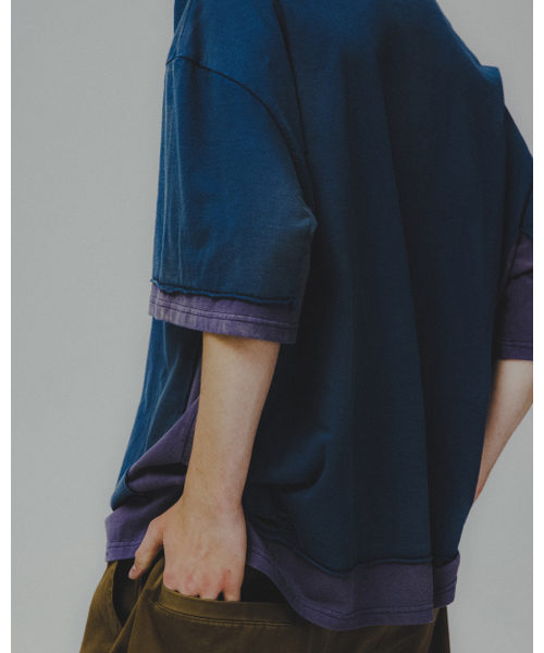 ANGLAN（アングラン）の「Double Layer Washed Tee - Navy（Tシャツ/カットソー・メンズ・その他・ONE SIZE）」の8枚目の写真