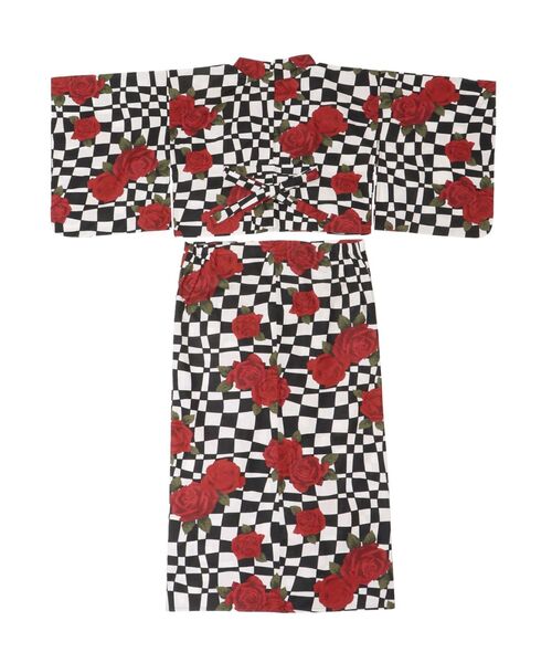 jouetie(ジュエティ)の「【jouetieオリジナル】ローズチェッカーセパレート浴衣(その他トップス・レディース・レッド・MEDIUM)」の4枚目の写真