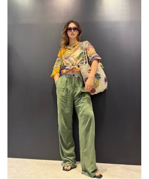 Desigual(デシグアル)の「【Desigual】配色ウエストストレートパンツ/カーキ(その他パンツ・レディース・グリーン・XS)」の1枚目の写真