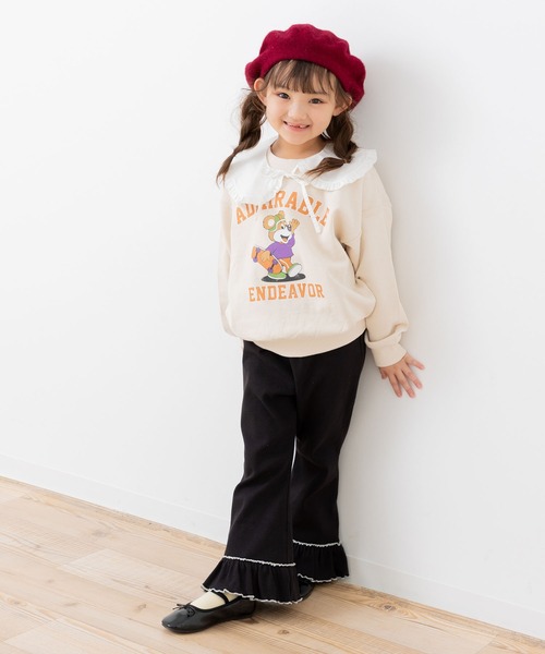 chil2(チルツー)の「ハイパーストレッチ 裾フリルワイドパンツ(その他パンツ・キッズ・クリーム/ライトブルー/ブラウン/ブラック/ネイビー・140cm/130cm/120cm/110cm/100cm)」の20枚目の写真