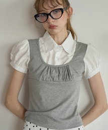 Birthday room | レイヤードライクパフスリブラウス/Layered-look puff-sleeve blouse(シャツ/ブラウス)