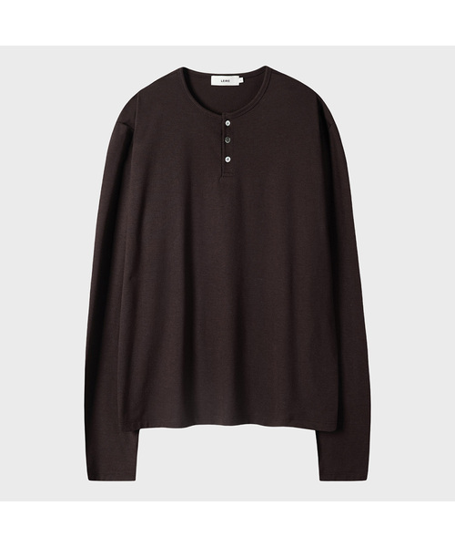 LEIRE(ルアール)の「ソフトヘンリーネックロングスリーブTシャツ (4色)(Tシャツ/カットソー・メンズ・チャコール/ネイビー/ブラウン・MEDIUM/LARGE/X-LARGE)」の1枚目の写真