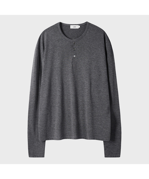LEIRE(ルアール)の「ソフトヘンリーネックロングスリーブTシャツ (4色)(Tシャツ/カットソー・メンズ・チャコール/ネイビー/ブラウン・MEDIUM/LARGE/X-LARGE)」の2枚目の写真