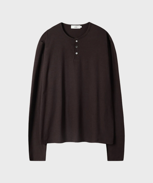 LEIRE(ルアール)の「ソフトヘンリーネックロングスリーブTシャツ (4色)(Tシャツ/カットソー・メンズ・チャコール/ネイビー/ブラウン・MEDIUM/LARGE/X-LARGE)」の4枚目の写真