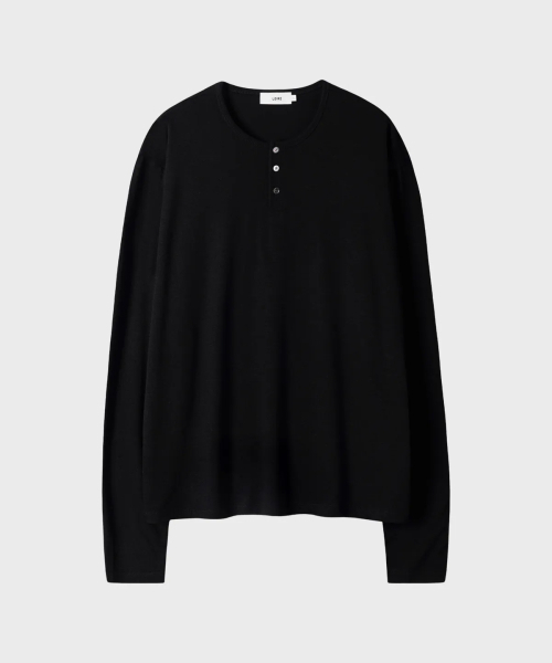 LEIRE(ルアール)の「ソフトヘンリーネックロングスリーブTシャツ (4色)(Tシャツ/カットソー・メンズ・チャコール/ネイビー/ブラウン・MEDIUM/LARGE/X-LARGE)」の6枚目の写真