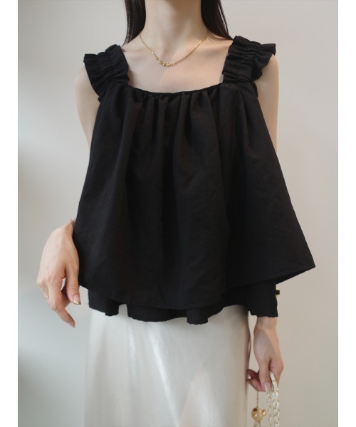 amel(エイメル)の「フリルストラップフレアートップス / ブラック(Tシャツ/カットソー・レディース・ブラック・FREE)」の11枚目の写真
