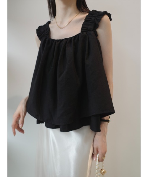 amel(エイメル)の「フリルストラップフレアートップス / ブラック(Tシャツ/カットソー・レディース・ブラック・FREE)」の10枚目の写真