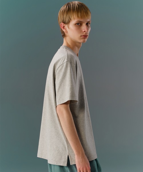 MODE COMMUTER(モードコミューター)の「Yarn-Dyed Striped Crew Neck S/S T-Shirt(Tシャツ/カットソー・メンズ・グレー・SMALL/MEDIUM/LARGE)」の12枚目の写真