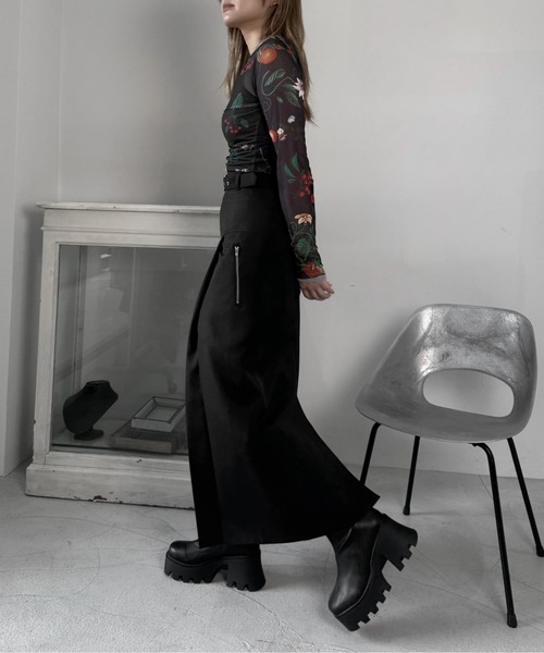 jiasecond.(ジアセカンド)の「【jiasecond.】ボタニカル柄シアートップス / トップス シアー インナー レイヤード ブラック ZOZOTOWN限定(Tシャツ/カットソー・レディース・ブラック・FREE)」の16枚目の写真