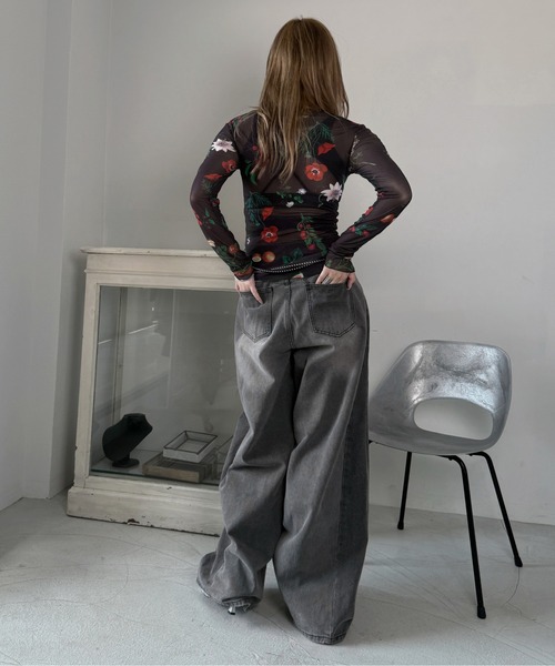 jiasecond.(ジアセカンド)の「【jiasecond.】ボタニカル柄シアートップス / トップス シアー インナー レイヤード ブラック ZOZOTOWN限定(Tシャツ/カットソー・レディース・ブラック・FREE)」の13枚目の写真