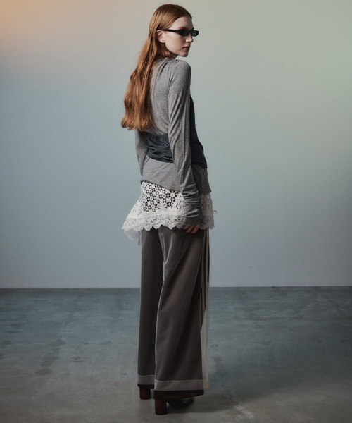 MAISON SPECIAL（メゾンスペシャル）の「【2026Autumn PRE-ORDER】Tulle Side Line Jersey Pants/チュールサイドラインジャージパンツ（その他パンツ・レディース・ブラウン/グリーン/レッド・38/36）」の6枚目の写真