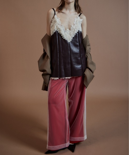 MAISON SPECIAL（メゾンスペシャル）の「【2026Autumn PRE-ORDER】Tulle Side Line Jersey Pants/チュールサイドラインジャージパンツ（その他パンツ・レディース・ブラウン/グリーン/レッド・38/36）」の12枚目の写真