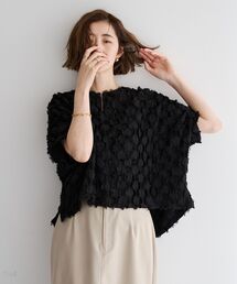 ジャガードフリンジブラウス