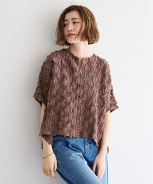 ジャガードフリンジブラウス