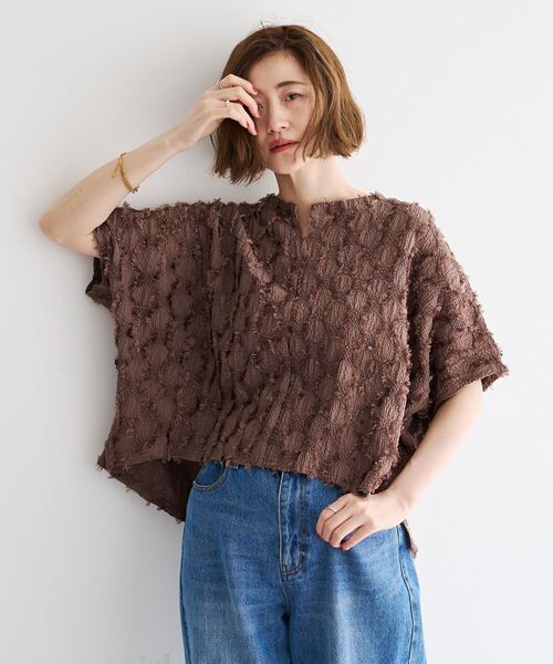YECCA VECCA(イェッカヴェッカ)の「ジャガードフリンジブラウス(シャツ/ブラウス・レディース・アイボリー/モカ/ブラック・FREE)」の20枚目の写真