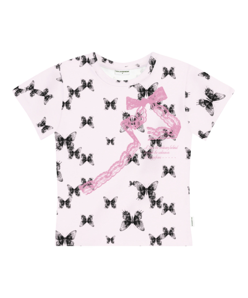 ESCAPEFROM（エスケープフロム）の「アンノウンリボン バタフライフルプリントスリムフィット半袖Tシャツチャコール（Tシャツ/カットソー・レディース・その他・MEDIUM）」の2枚目の写真