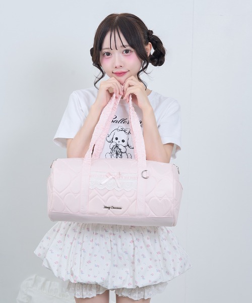 Honey Cinnamon(ハニーシナモン)の「ハートキルティングドラムバッグ(ドラムバッグ・レディース・ピンク/ブラック・FREE)」の8枚目の写真