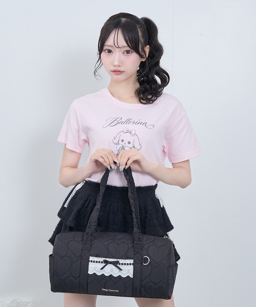 Honey Cinnamon(ハニーシナモン)の「ハートキルティングドラムバッグ(ドラムバッグ・レディース・ピンク/ブラック・FREE)」の12枚目の写真