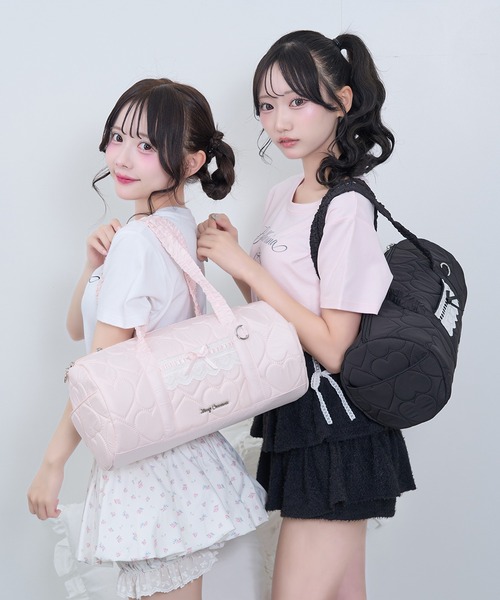 Honey Cinnamon(ハニーシナモン)の「ハートキルティングドラムバッグ(ドラムバッグ・レディース・ピンク/ブラック・FREE)」の6枚目の写真