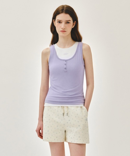 MARITHE + FRANCOIS GIRBAUD(マリテフランソワジルボー)の「W LAYERED SLEEVELESS(Tシャツ/カットソー・レディース・ヘザーグレー/Black/ラベンダー・MEDIUM/SMALL)」の2枚目の写真