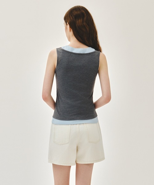 MARITHE + FRANCOIS GIRBAUD(マリテフランソワジルボー)の「W LAYERED SLEEVELESS(Tシャツ/カットソー・レディース・ヘザーグレー/Black/ラベンダー・MEDIUM/SMALL)」の5枚目の写真