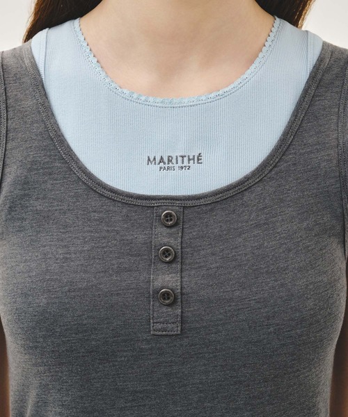 MARITHE + FRANCOIS GIRBAUD(マリテフランソワジルボー)の「W LAYERED SLEEVELESS(Tシャツ/カットソー・レディース・ヘザーグレー/Black/ラベンダー・MEDIUM/SMALL)」の6枚目の写真