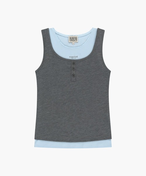MARITHE + FRANCOIS GIRBAUD(マリテフランソワジルボー)の「W LAYERED SLEEVELESS(Tシャツ/カットソー・レディース・ヘザーグレー/Black/ラベンダー・MEDIUM/SMALL)」の8枚目の写真