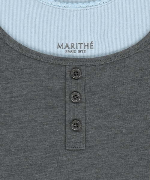 MARITHE + FRANCOIS GIRBAUD(マリテフランソワジルボー)の「W LAYERED SLEEVELESS(Tシャツ/カットソー・レディース・ヘザーグレー/Black/ラベンダー・MEDIUM/SMALL)」の13枚目の写真