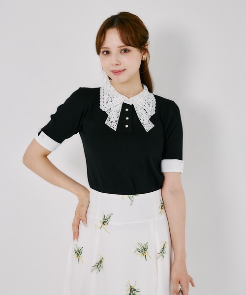 tocco closet(トッコ クローゼット)の「バックレースアップスズランブーケプリントスカート(スカート・レディース・グレイッシュブルー/イエロー・M)」の20枚目の写真