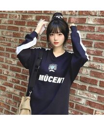 MUCENT（ムセント）の「サッカーユニフォーム フットボール スポーティ スウェット（ネイビー、グレー）（スウェット）」