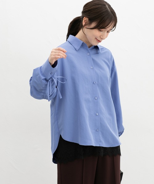 Honeys（ハニーズ）の「裾レースＴシャツ（Tシャツ/カットソー・レディース・チャコール/アイボリー/ブラック・3L/L/LL/M/S）」の11枚目の写真