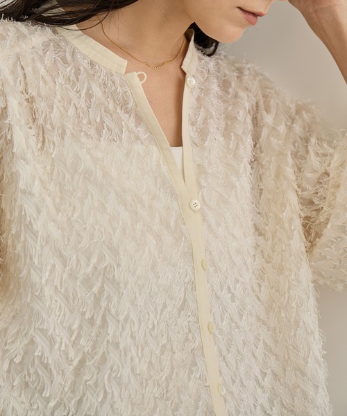 SALON adam et rope'(サロン アダム エ ロペ)の「【WEB限定】シアージャガード2WAYブラウス(シャツ/ブラウス・レディース・ブラック/オフホワイト・FREE)」の18枚目の写真