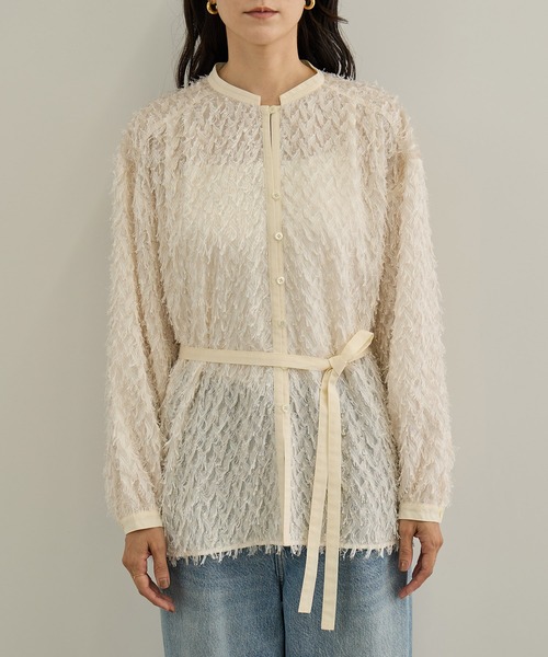 SALON adam et rope'(サロン アダム エ ロペ)の「【WEB限定】シアージャガード2WAYブラウス(シャツ/ブラウス・レディース・ブラック/オフホワイト・FREE)」の9枚目の写真