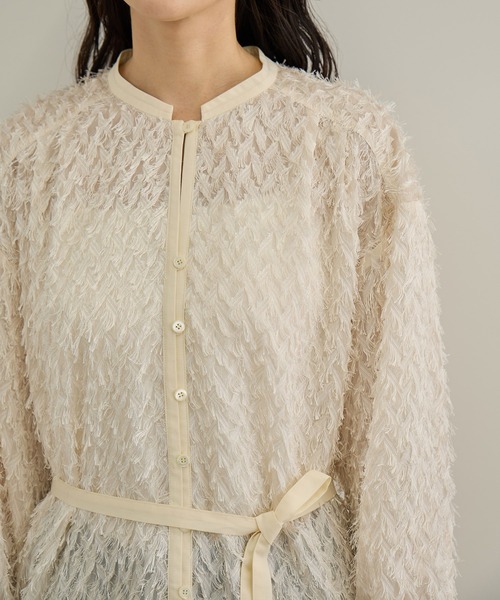 SALON adam et rope'(サロン アダム エ ロペ)の「【WEB限定】シアージャガード2WAYブラウス(シャツ/ブラウス・レディース・ブラック/オフホワイト・FREE)」の11枚目の写真