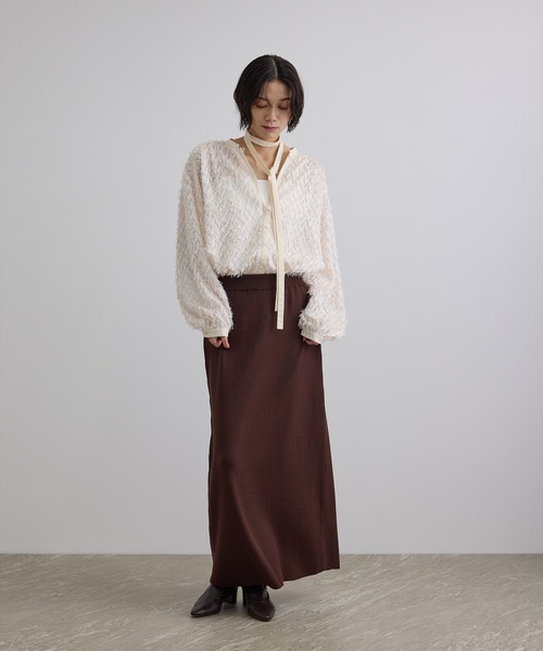 SALON adam et rope'(サロン アダム エ ロペ)の「【WEB限定】シアージャガード2WAYブラウス(シャツ/ブラウス・レディース・ブラック/オフホワイト・FREE)」の3枚目の写真