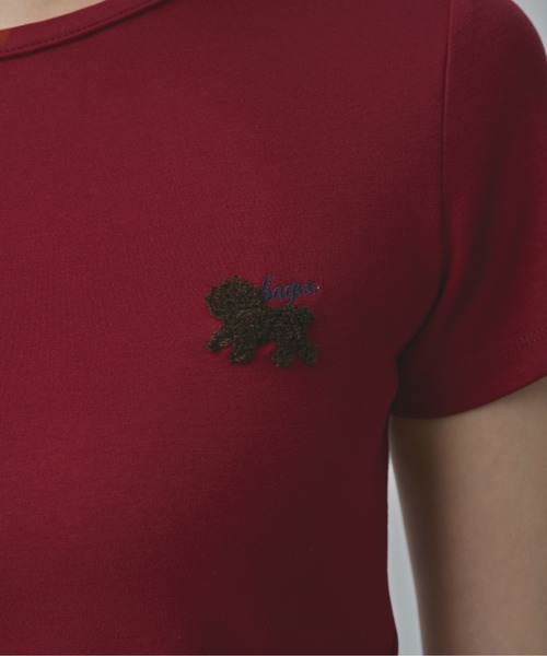 BAGEE(バジー)の「DOG刺繍 コンパクトTシャツ / 半袖(Tシャツ/カットソー・レディース・ブラック/チャコールグレー/レッド系その他/ホワイト・FREE)」の8枚目の写真