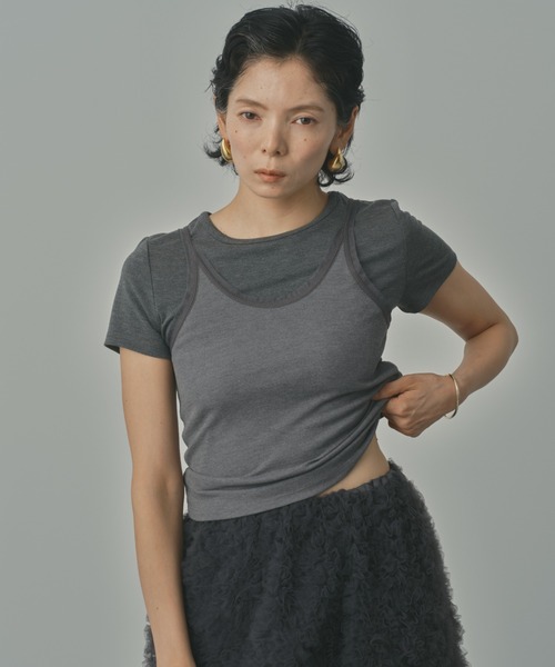 BAGEE(バジー)の「DOG刺繍 コンパクトTシャツ / 半袖(Tシャツ/カットソー・レディース・ブラック/チャコールグレー/レッド系その他/ホワイト・FREE)」の22枚目の写真