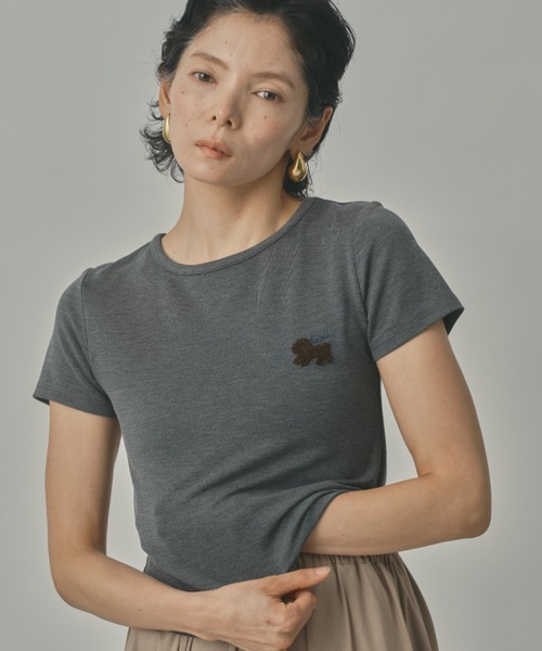 BAGEE(バジー)の「DOG刺繍 コンパクトTシャツ / 半袖(Tシャツ/カットソー・レディース・ブラック/チャコールグレー/レッド系その他/ホワイト・FREE)」の12枚目の写真