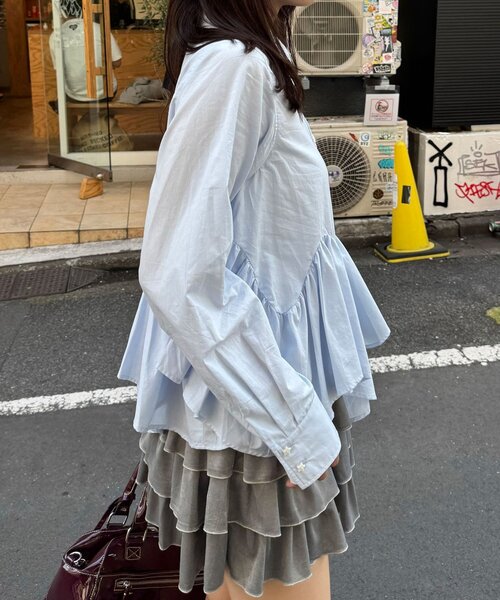 CIAOPANIC(チャオパニック)の「星ボタンウェーブフリルヘムシャツ(シャツ/ブラウス・レディース・ホワイト/グリーン/ブルー/イエロー/サックスブルー/ブラック・ONE SIZE)」の21枚目の写真